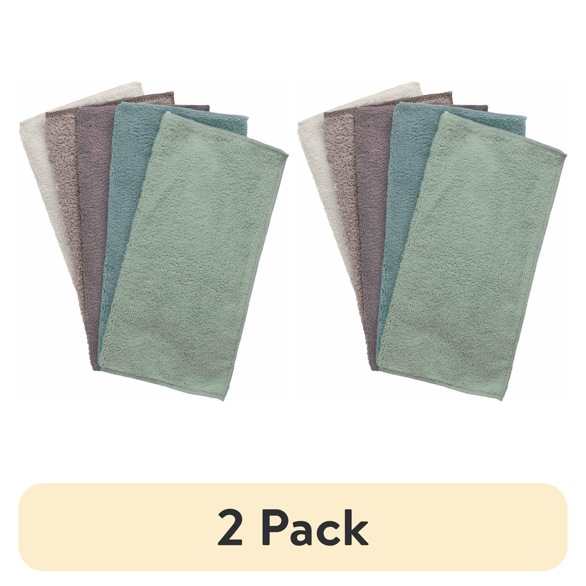 (2 pack) S&T INC. Microfiber Cleaning Cloths, 5 Pack, Multi-Purpose Cloths, 12 in. x 12 in., Assorted Colors