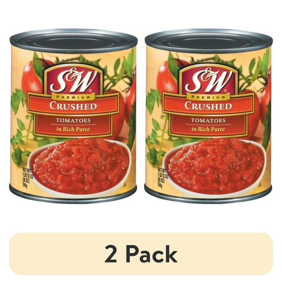 (2 pack) S&W Premium Canned Crushed Tomatoes, 28 oz Can