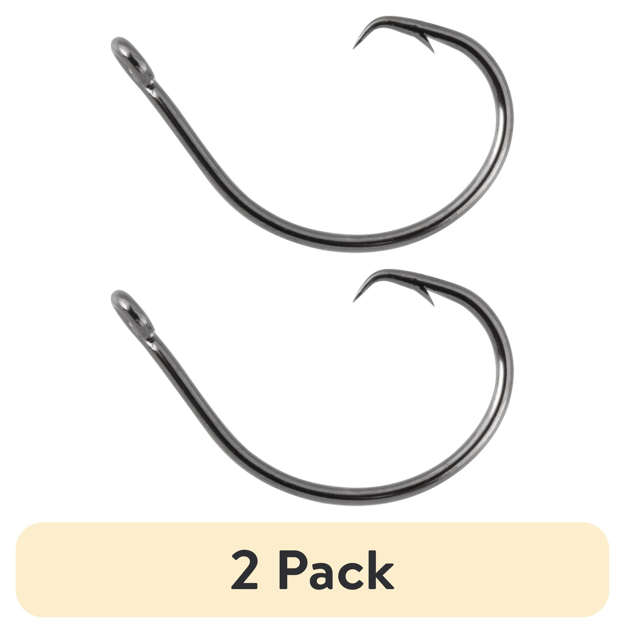 (2 pack) SaltX Inline Perfect Circle Fishing Hook, 6/0 Size, Black Nickel, 1X Wire