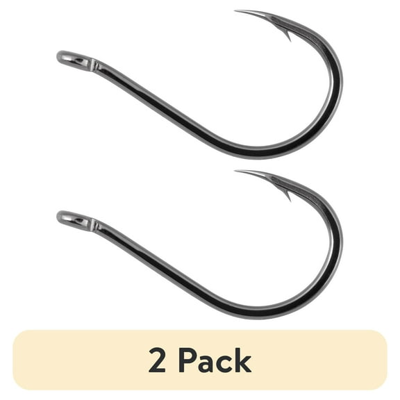 (2 pack) SaltX Offset Light Circle Fishing Hook, 6/0 Size, Black Nickel, 1X Wire