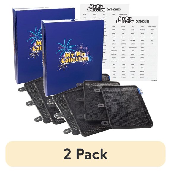 (2 pack) SCS Direct My Pin Collection 3-Ring Album Binder w 4 Enamel Pin Pages -Patented Design Lays Pages Flat with Pinbacks and No Sagging -Display and Trade Your Favorites -Organizational Stickers Included