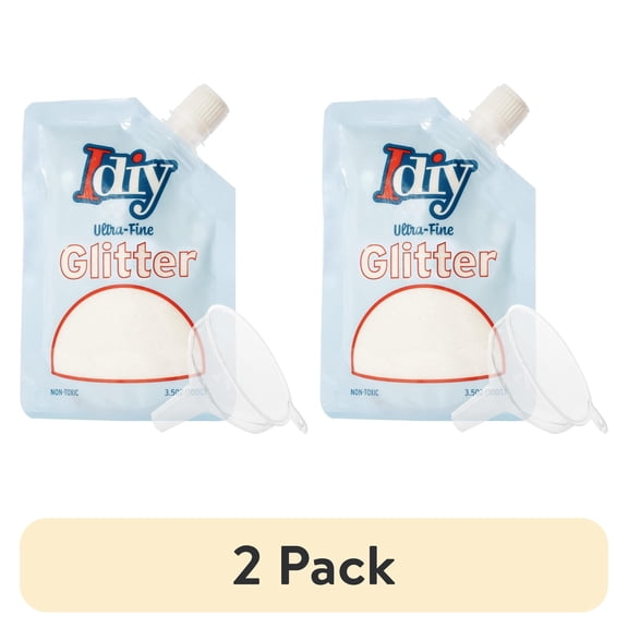 (2 pack) SCS Direct iDIY Ultra Fine Glitter (100g, 3.5 oz Pouch) w Easy-Pour Bag & Funnel-Snowfall White Extra Fine-Non-Toxic, DIY Arts & Crafts, School Projects, Festivals, Sparkle Decors, Resin, Gift