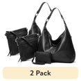 thumbnail image 1 of (2 pack) SENDEFN Women's Leather Crossbody Hobo Bags with Wristlet, Black, 3-Piece, 1 of 13