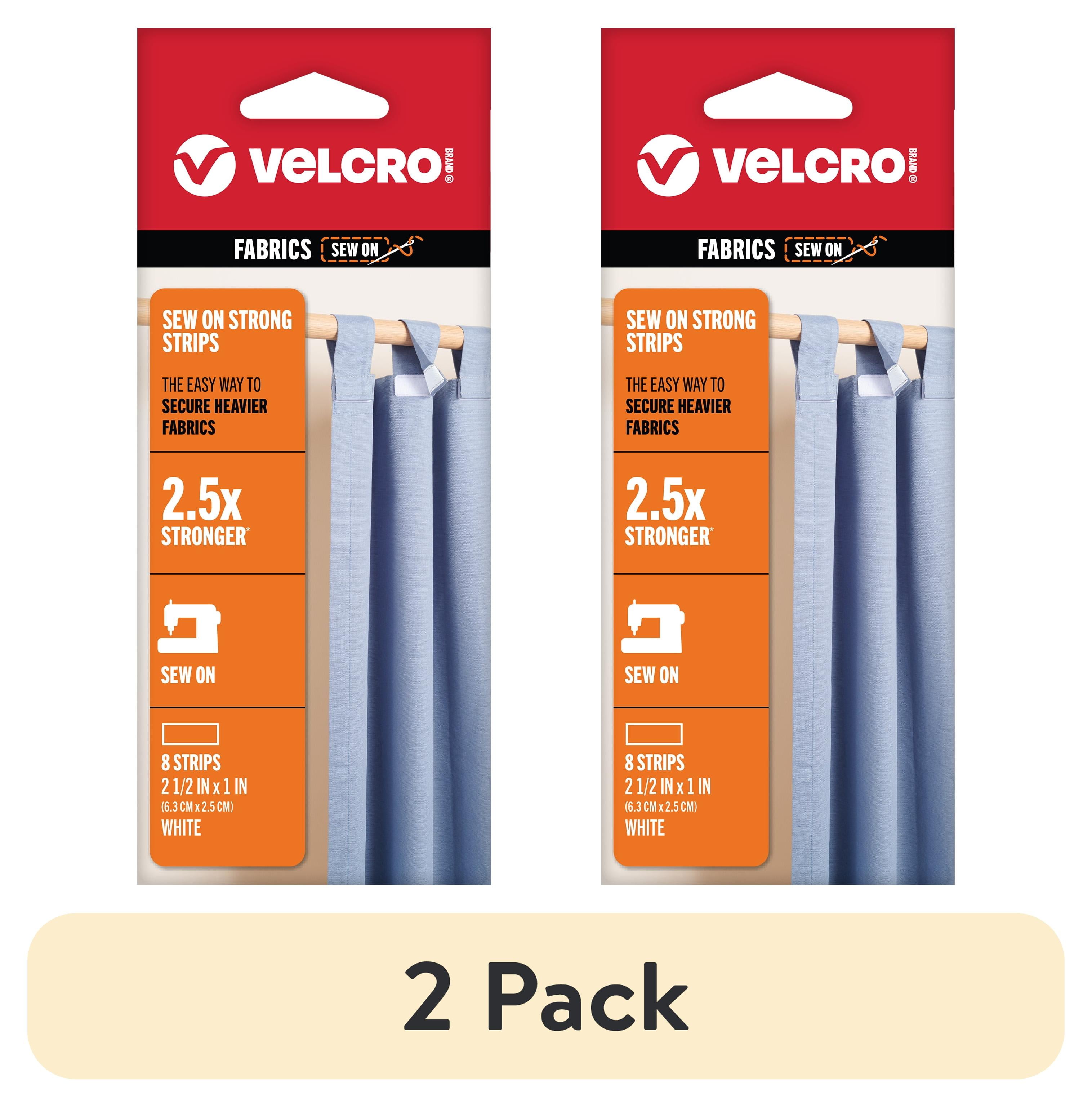 (2 pack) VELCRO Brand Sew on Strong Hook and Hoop Fastener Strips | 8 Sets, White | 2.5in x 1in Size