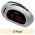 thumbnail interactive-video image 1 of (2 pack) SHARP Digital Alarm Clock, Cosmic Silver, Easy to Set Controls, Red LED Display, 1 of 9