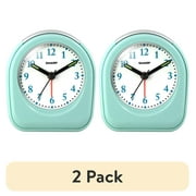 (2 pack) SHARP Quartz Analog Arch Alarm Clock, Mint, Battery Operated, Small, Travel Clock