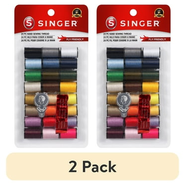 (2 pack) SINGER 100% Polyester Hand Sewing Thread, Assorted Colors, 10 Yds Each - 24 Count