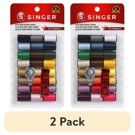 (2 pack) SINGER 100% Polyester Hand Sewing Thread, Assorted Colors, 10 Yds Each - 24 Count price history and forecast - SINGER 40264