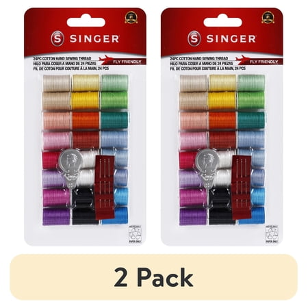 (2 pack) SINGER Mercerized Cotton Hand-Sewing Thread Pack, 24 Assorted Colors, 10 Yards Each price history and forecast - SINGER 60630