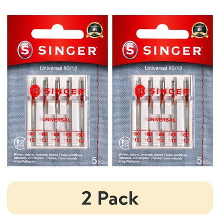 (2 pack) SINGER Size 80/12 Universal Regular Point Sewing Machine Needles (5 pack)
