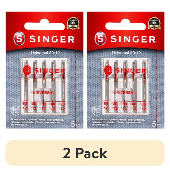 (2 pack) SINGER Size 80/12 Universal Regular Point Sewing Machine Needles (5 pack)