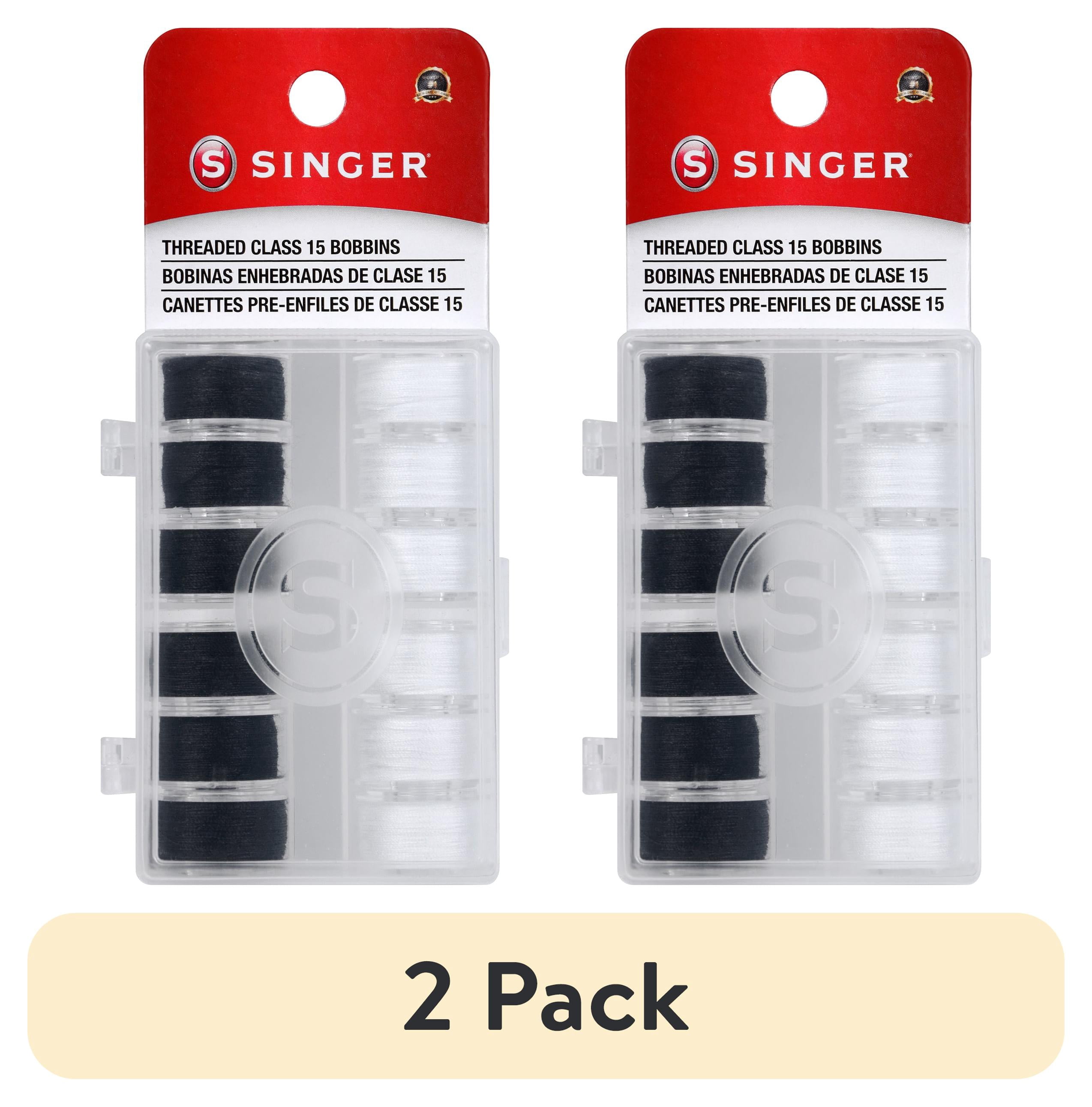 Two Pack Singer (2 pack) SINGER Class 15 Black & White Threaded Bobbins, 12 Count ...