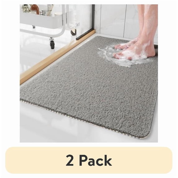 (2 pack) SIXHOME Non Slip Shower Mat 17"x30" PVC Loofah Shower Mats for Bathtub Quick Drying Shower Floor Mat with Comfortable Textured Surface Easy Cleaning Shower Mat for Shower Stall Gray