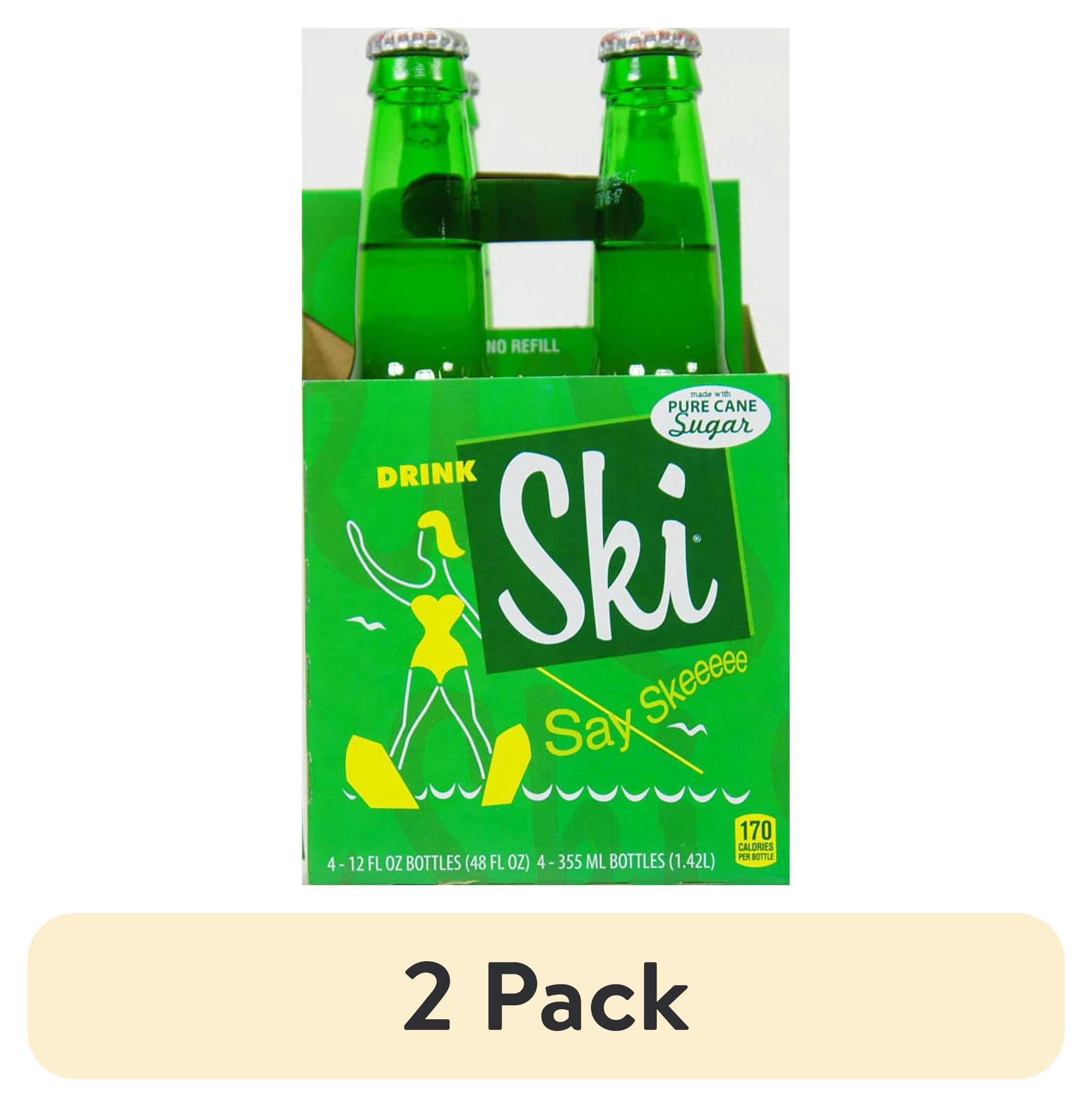 (2 pack) SKI Citrus Soda Pop, 12 Fl Oz, 4 Pack Bottles