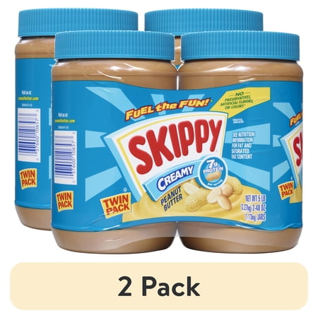 (2 pack) SKIPPY Creamy Peanut Butter Spread, Plastic Jar 40 oz (2 Pack)