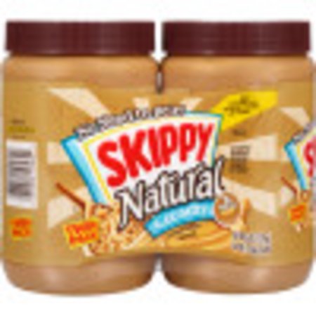 (2 pack) SKIPPY Natural Creamy Peanut Butter Spread, 7 g Protein Per Serving, Shelf-Stable, 40 oz Plastic Jar Twin Pack