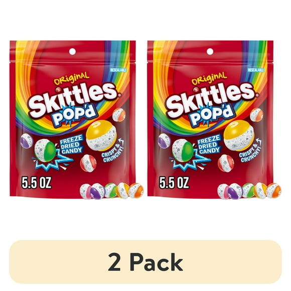 (2 pack) SKITTLES POP'D Originals Freeze Dried Candy - 5.5 Oz Bag