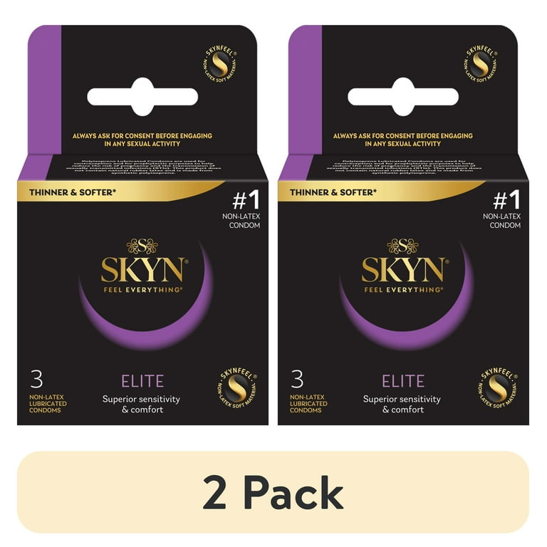 2 pack) SKYN, Elite Non-Latex Lubricated Condom, 3 Count