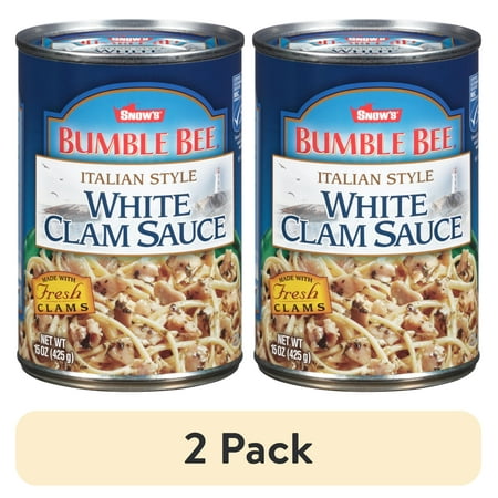 (2 pack) SNOW'S by BUMBLE BEE Italian Style White Clam Sauce, Made with Fresh Clams, 6g Protein Per Serving, Shelf Stable Can, 15 oz