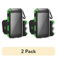 thumbnail image 1 of (2 pack) SOLPOWBEN 20000mAh Solar Power Bank Compatitble for iphone Portable Solar Power Bank with Dual 5V USB Ports 2 Flashlight Compass Battery Pack for Outdoor Camping Hiking(Green), 1 of 9