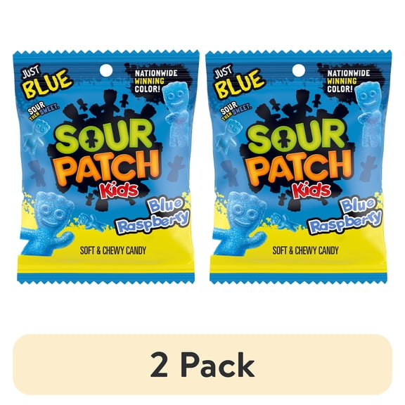 (2 pack) SOUR PATCH KIDS Blue Raspberry Soft & Chewy Candy, 3.6 oz