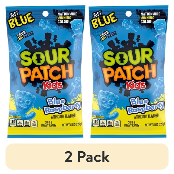 (2 pack) SOUR PATCH KIDS Blue Raspberry Soft & Chewy Candy, 8 oz