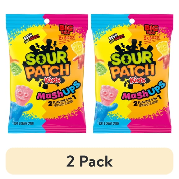 (2 pack) SOUR PATCH KIDS MashUps 2 Flavors in 1 Soft & Chewy Candy, 8 oz