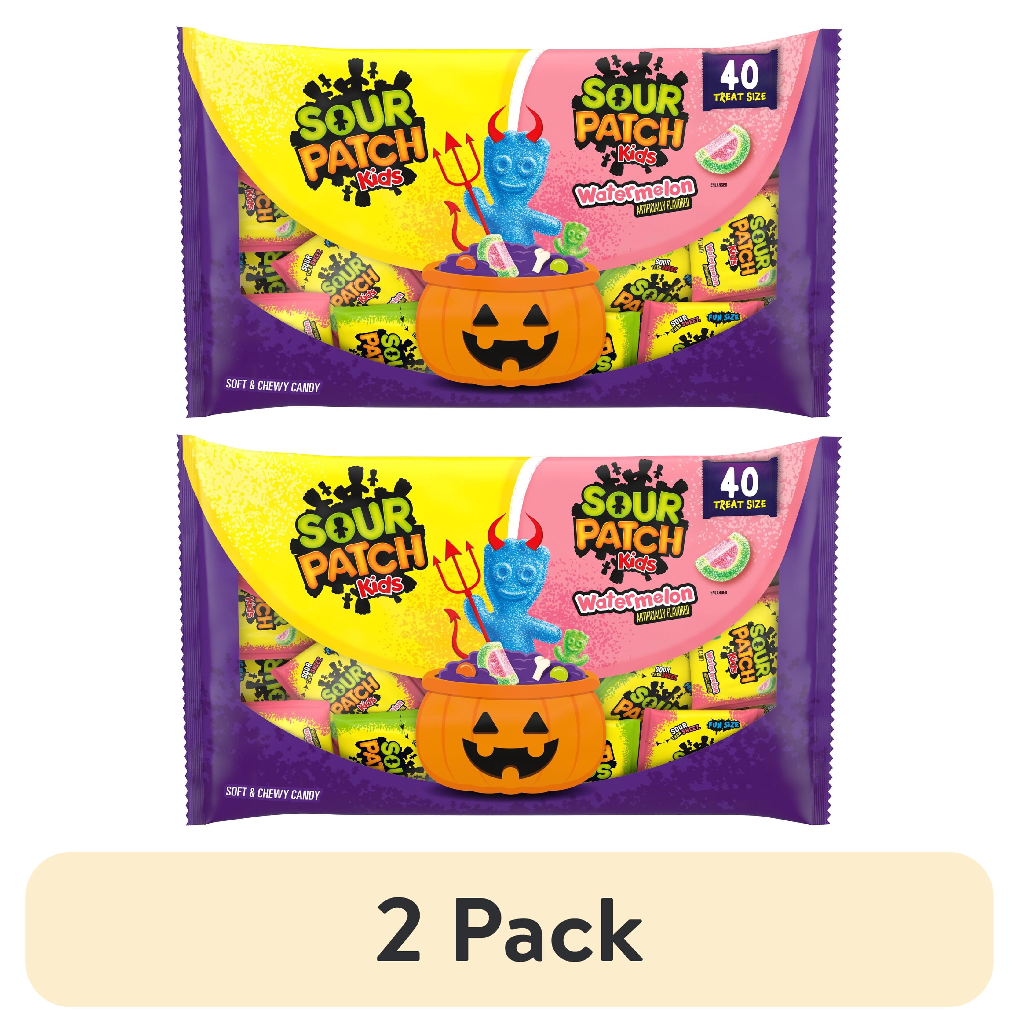 (2 pack) SOUR PATCH KIDS Original & Watermelon Halloween Candy Variety Pack, 40 Trick or Treat Bags