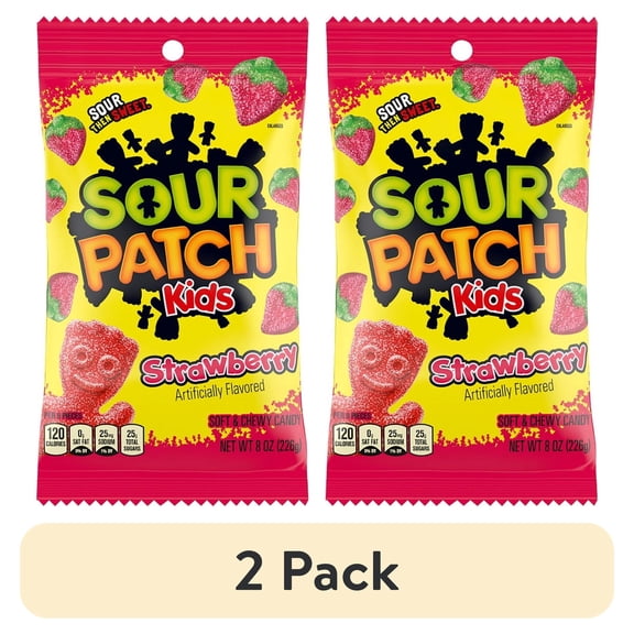 (2 pack) SOUR PATCH KIDS STRAWBERRY SOFT CANDY 8 OZ