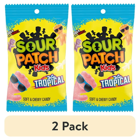 (2 pack) SOUR PATCH KIDS Tropical Soft & Chewy Gummy Candy, 8 oz