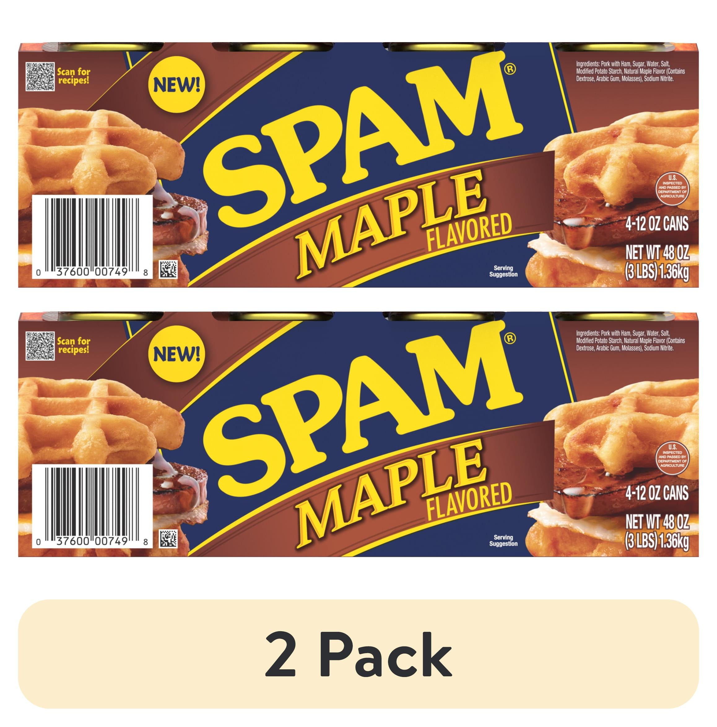 (2 pack) SPAM Maple Flavored Canned Ham, 12 oz Aluminum Can (4-Pack)