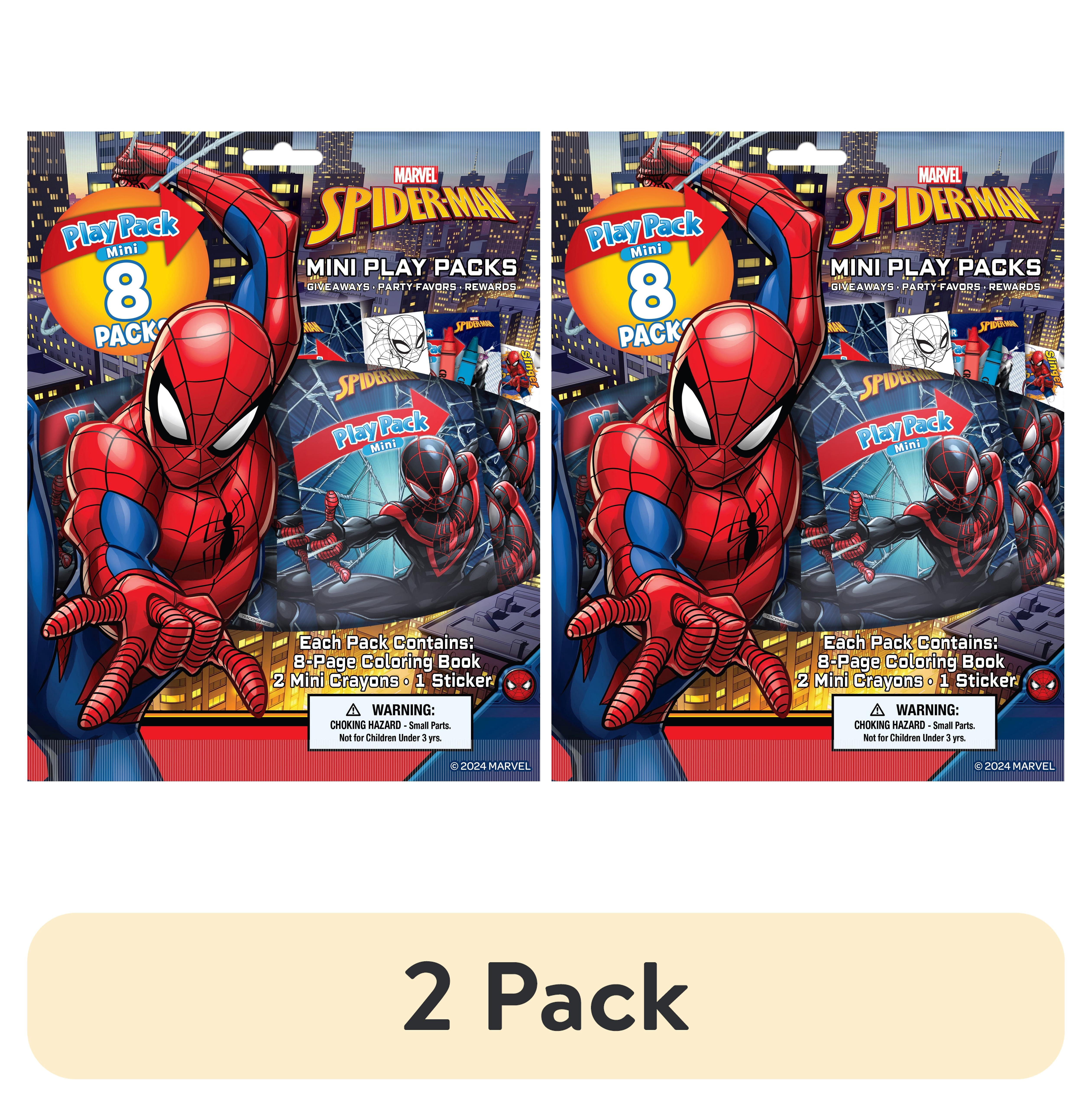 (2 pack) Marvel Spider-Man 8 Count Mini Play Pack with Small Coloring Book and Crayons, Paper Party Favors
