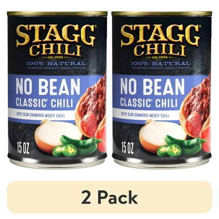 (2 pack) STAGG CLASSIC Chili No Beans Beef, Shelf Stable, 15 oz Steel Can
