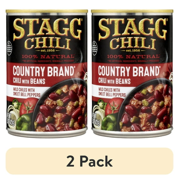 (2 pack) STAGG COUNTRY BRAND Chili with Beans, Canned Chili, Shelf-Stable, 15 oz Steel Can