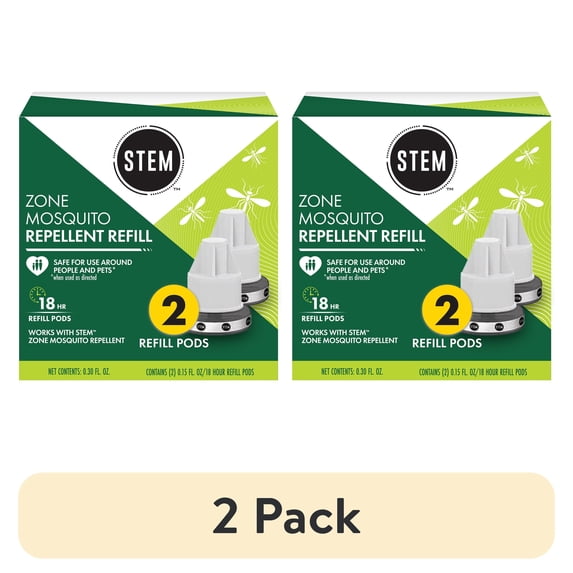 (2 pack) STEM Zone Mosquito Repellent Refill Pods (2), Easy-to-Use Outdoor Insect Protection with Proven Essential Oils, People and Pet Safe