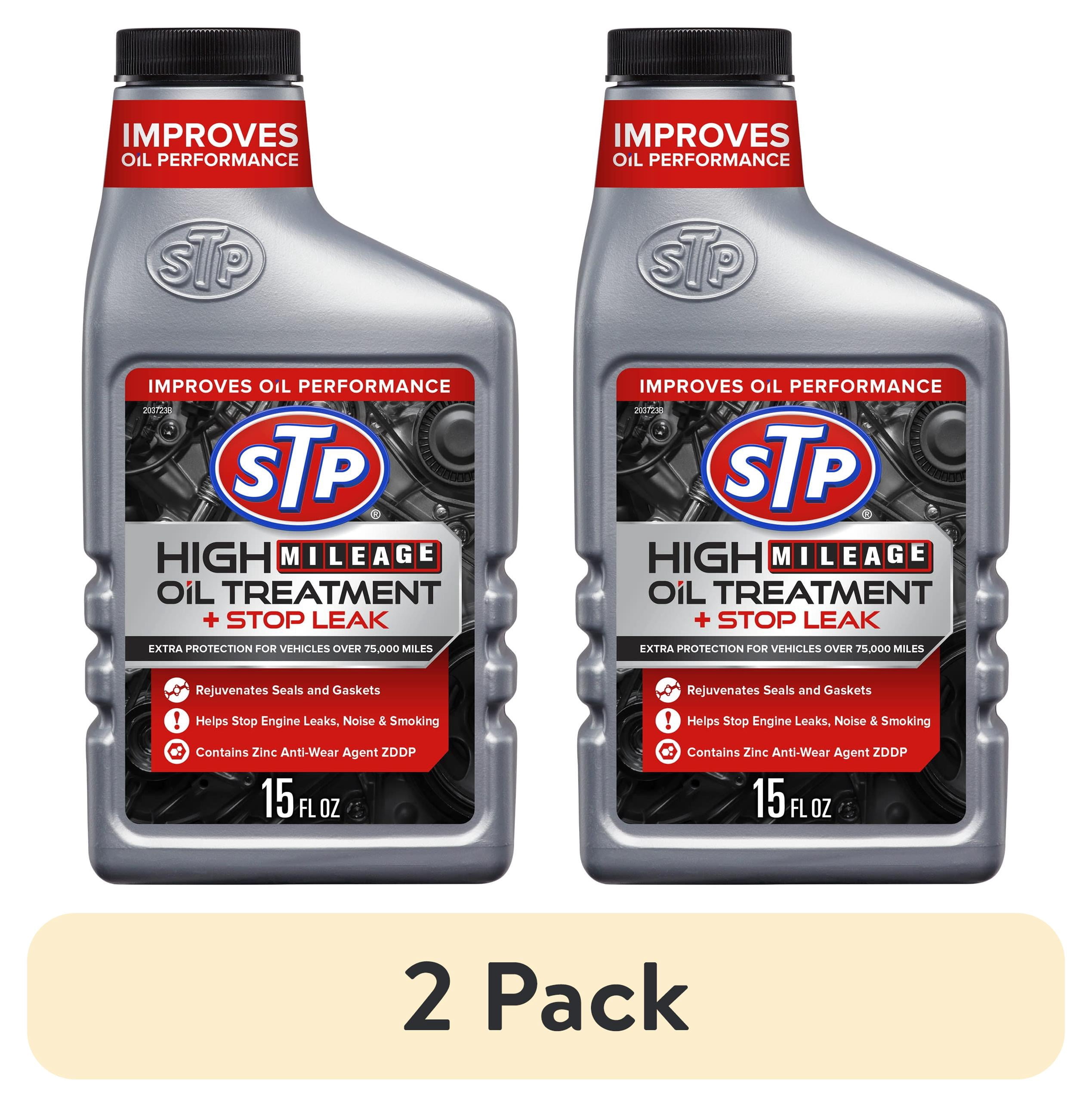2 pack) STP High Mileage Oil Treatment and Stop Leak Additive, 15