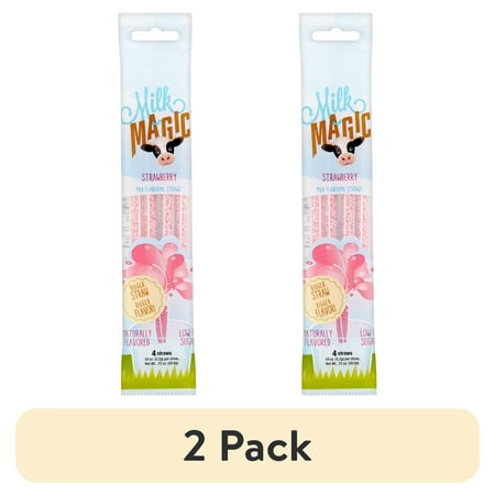 (2 pack) Milk Magic Strawberry Milk Flavoring Straws 4 Count