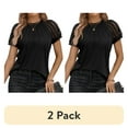 thumbnail image 1 of (2 pack) SUNBS Blouses for Women Lace Tops Dressy Knitted Short Sleeve Shirts Summer Trendy 2025, 1 of 7
