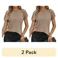 thumbnail image 1 of (2 pack) SUNBS Blouses for Women Lace Tops Dressy Knitted Short Sleeve Shirts Summer Trendy 2025, 1 of 7