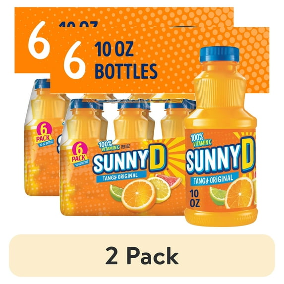 (2 pack) SUNNYD Tangy Original Orange Juice Drink, 6 Count, 10 fl oz Bottles