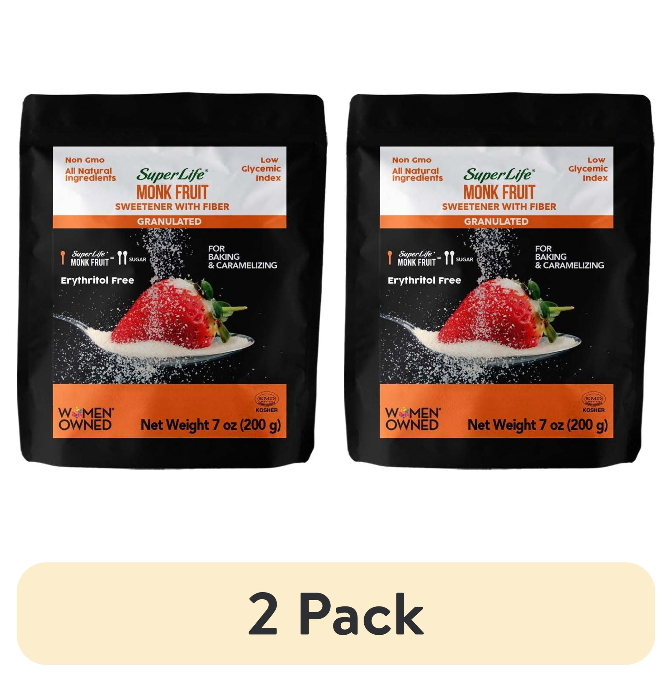 (2 pack) SUPER LIFE MONK FRUIT SWEETENER WITH FIBER, 7 OZ
