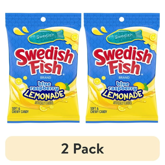 (2 pack) SWEDISH FISH BLUE RASPBERRY LEMONADE SOFT CANDY 8.04 OZ
