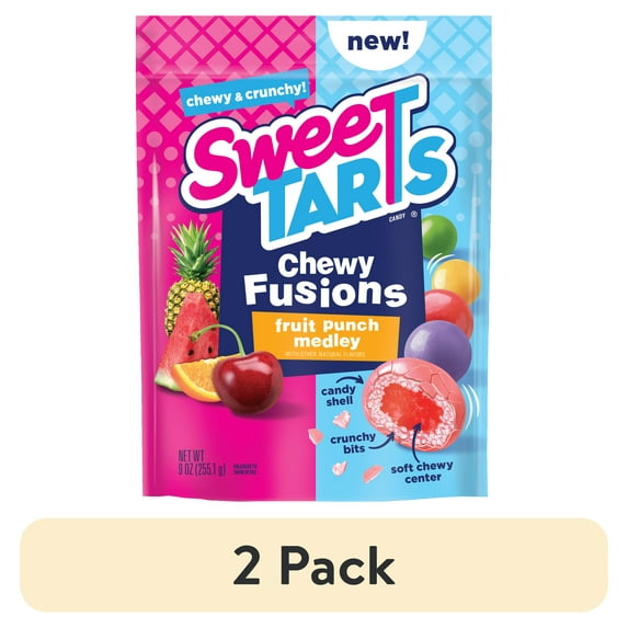 (2 pack) SWEETARTS Chewy Fusions, Fruit Punch Medley, 9 Ounce Bag