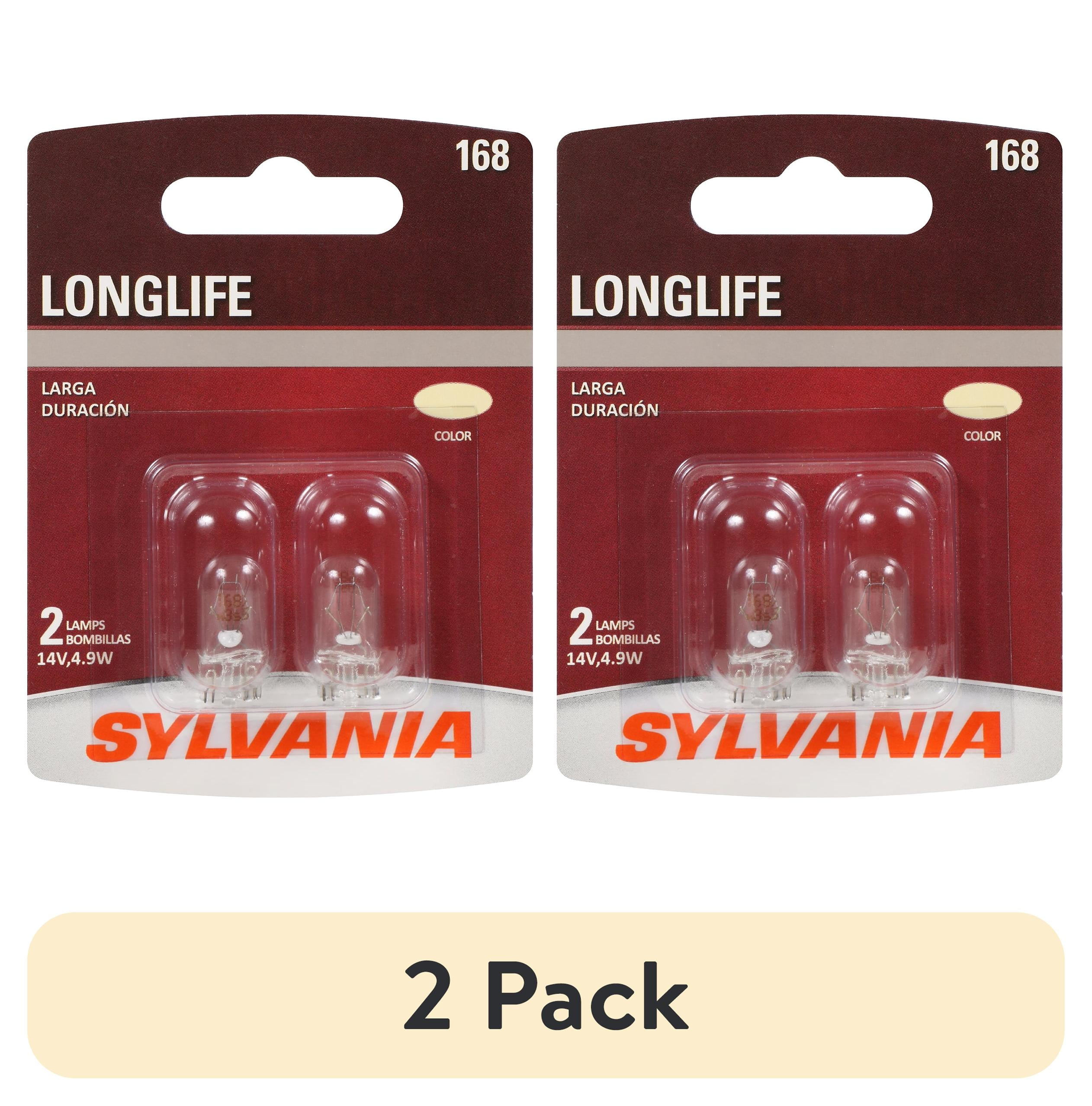 (2 pack) Sylvania 168 Long Life Mini Bulb, 2 Pack, Compatible with Multiple Cars