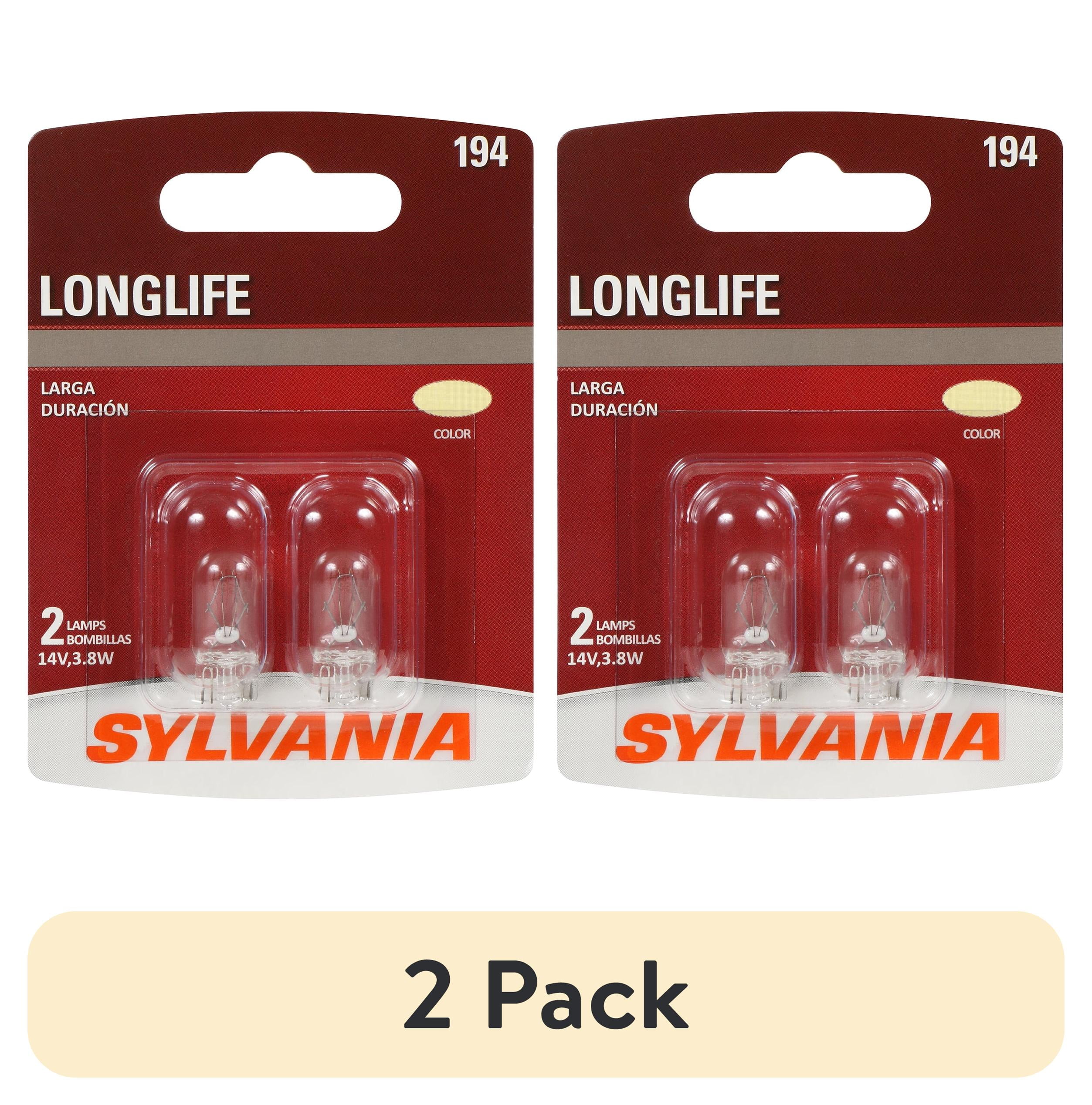 (2 pack) Sylvania 194 Long Life Mini Bulb, 2 Pack, Compatible with Multiple Cars