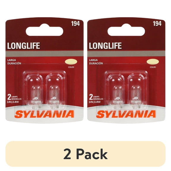 (2 pack) Sylvania 194 Long Life Mini Bulb, 2 Pack, Compatible with Multiple Cars