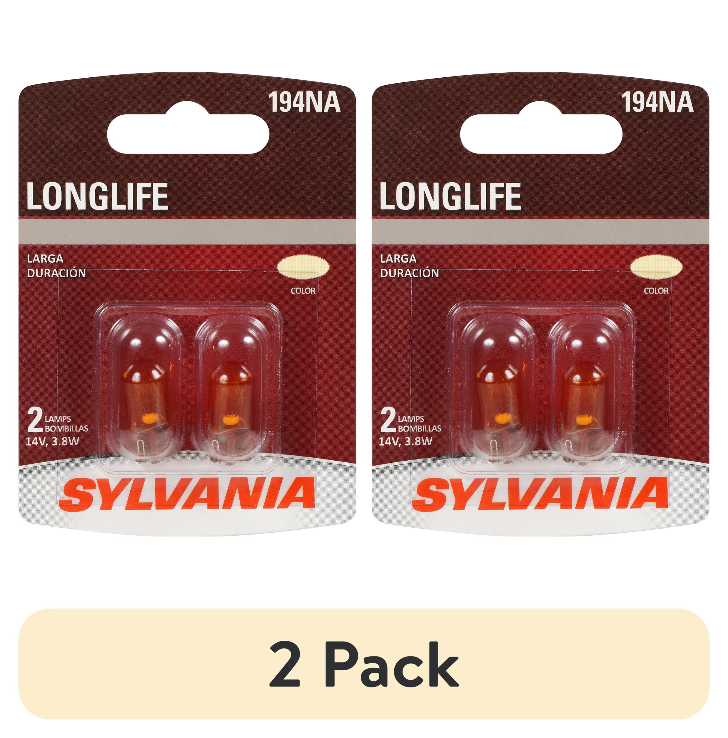 (2 pack) Sylvania 194NA Long Life Mini Bulb, 2 Pack, Compatible with Multiple Cars