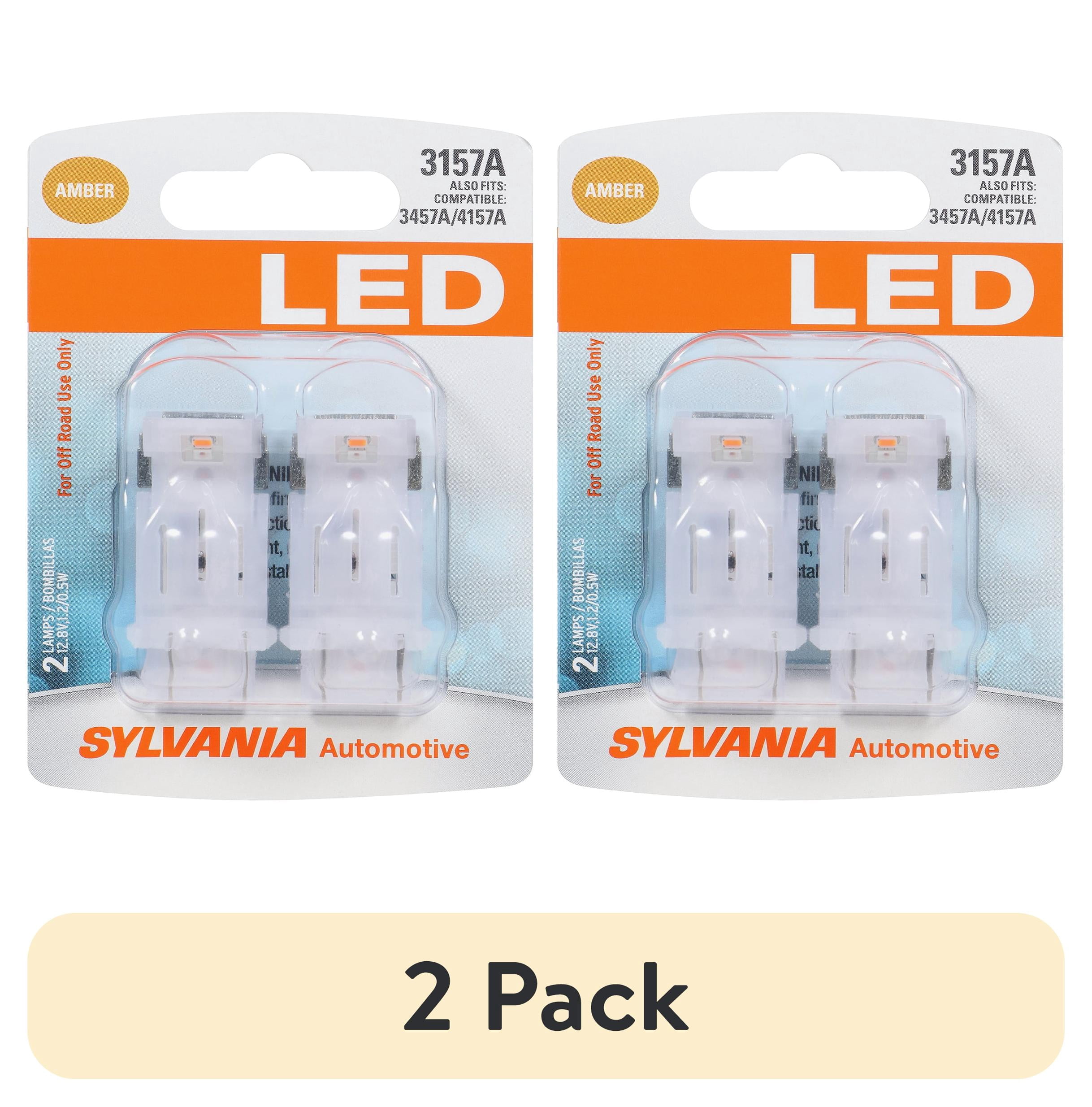 (2 pack) Sylvania 3157A AMBER SYL LED Mini Bulb Mini Bulb, 2 Pack, Compatible with Multiple Cars