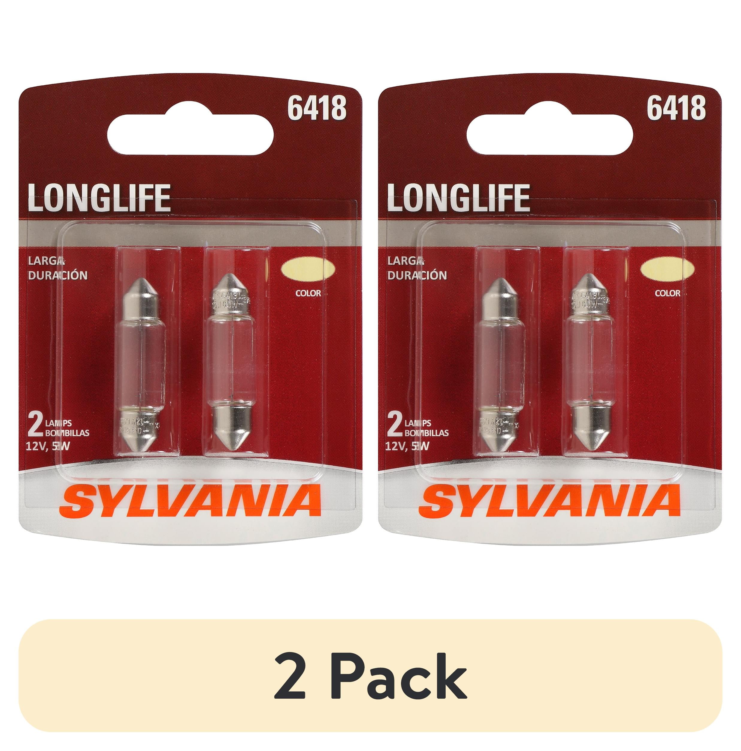 (2 pack) Sylvania 6418 Long Life Mini Bulb, 2 Pack, Compatible with Multiple Cars