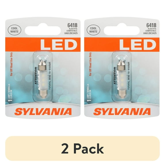 (2 pack) Sylvania 6418 WHITE SYL LED Mini Bulb, 1 Pack, Compatible with Multiple Cars